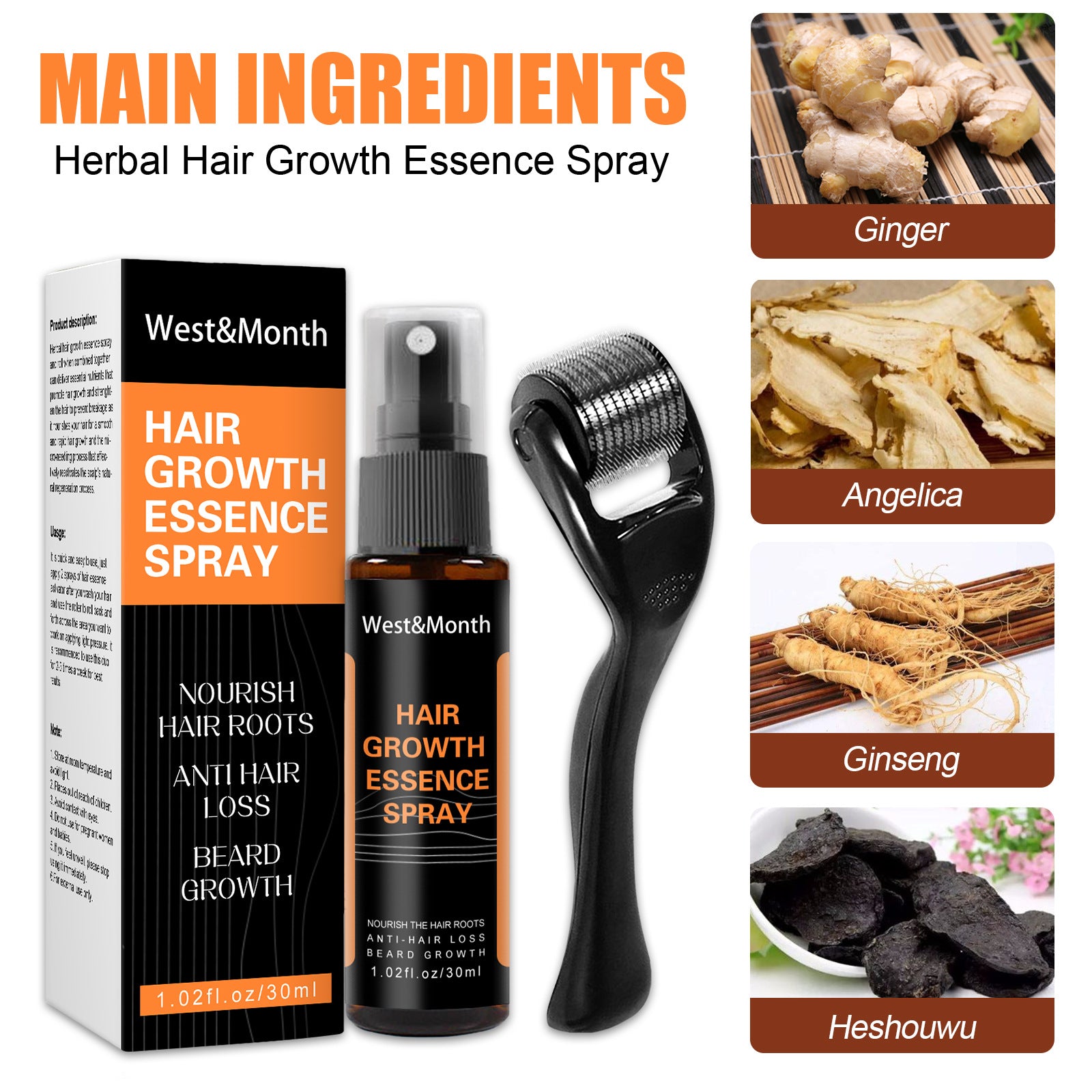 Roller + Hair Growth Spray Nourishing Liquid